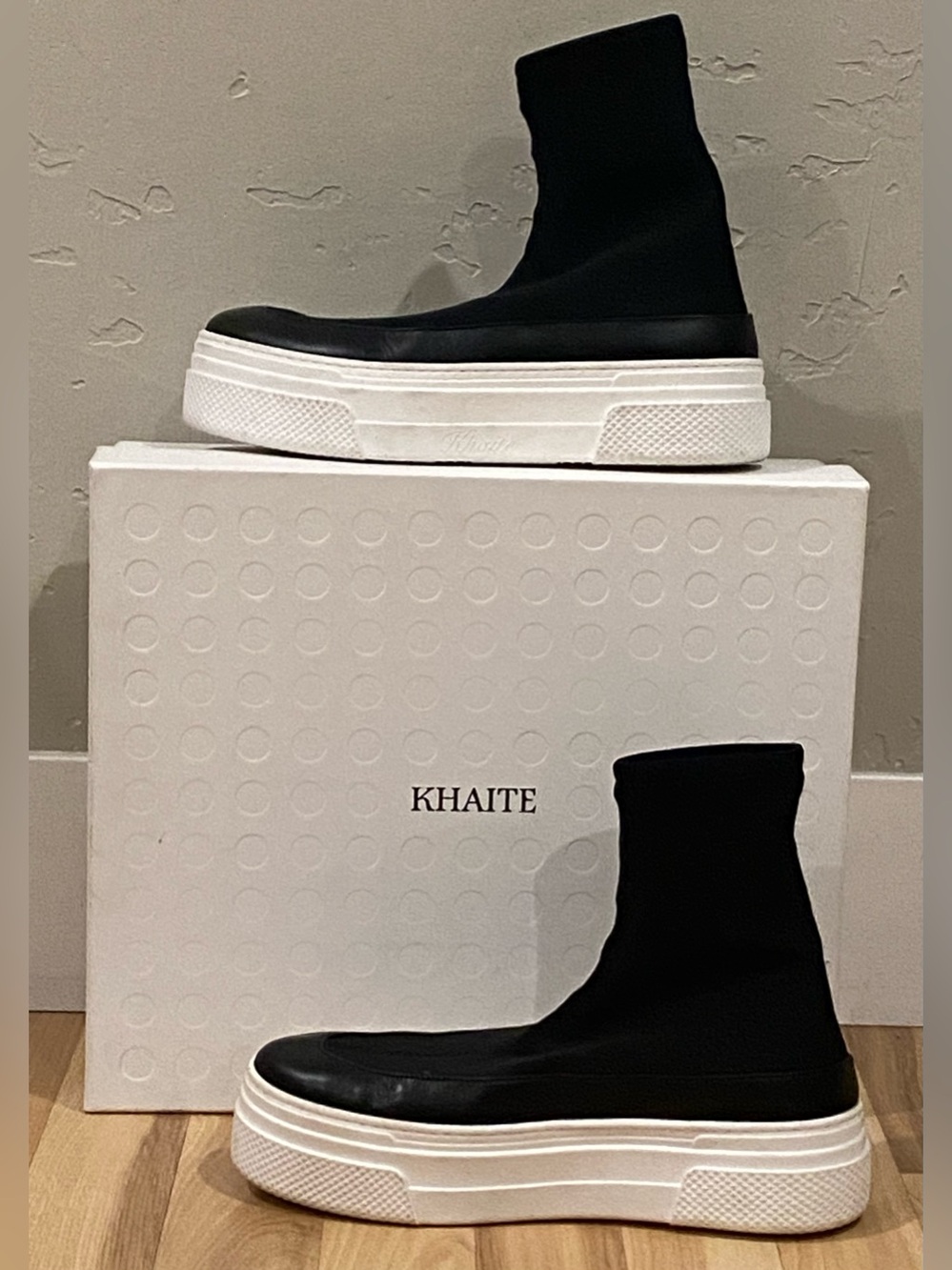 KHAITE Ludlow Black Sock-Style Platform Sneakers. GUC size 9 Women’s